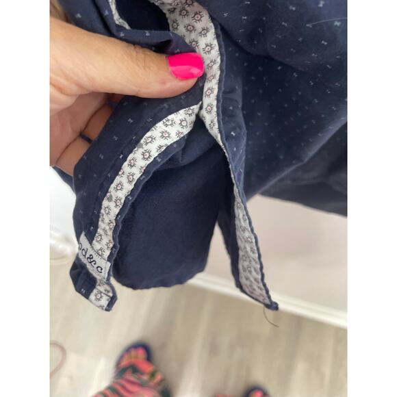 PD&C men's large button down casual shirt navy blue white cotton slim fit - Picture 7 of 16